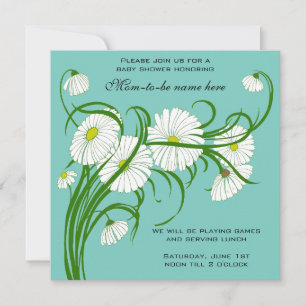 Invitation Vintage Blanc Gerber Daisy Flowers Baby shower gar