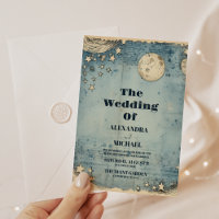 Vintage Bleu Externe étoile Mariage Univers