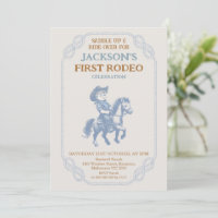 Vintage Bleu Gris Cowboy Premier Rodéo 1er Anniver