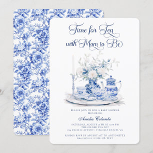 Invitation Vintage Blue Chinnosserie Baby shower Tea Party