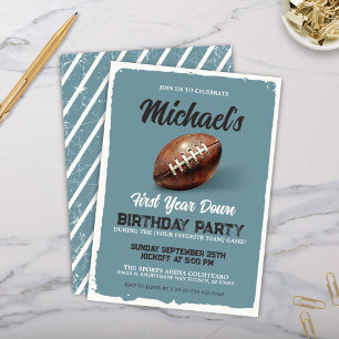 Invitation Vintage Blue Football Premier anniversaire