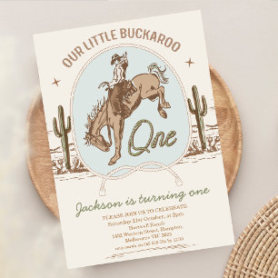 Invitation Vintage Blue Little Buckaroo Occidental 1er Annive