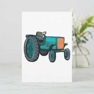 Invitation Vintage Blue Tracteur