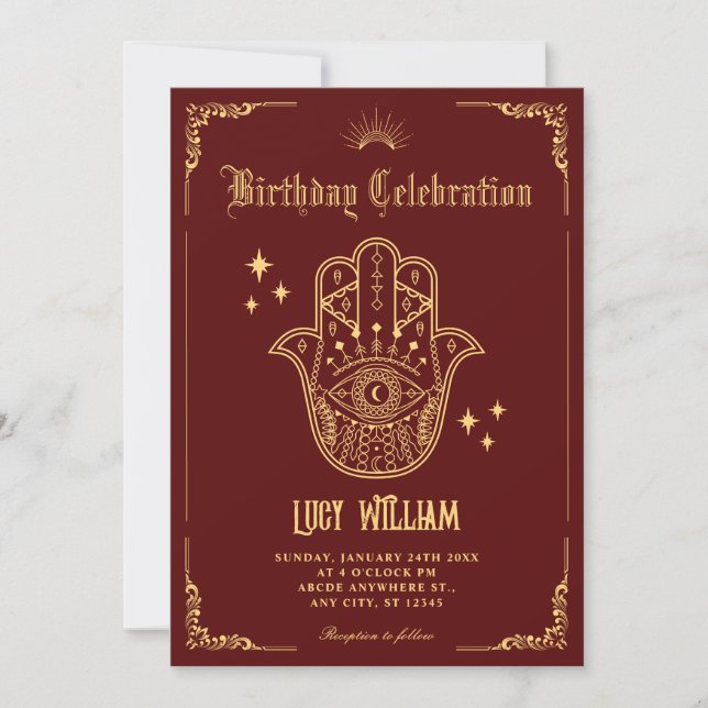 Invitation Vintage Bohemian art symbols  (Devant)