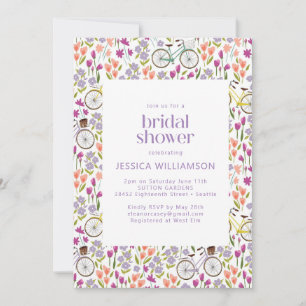 Invitation Vintage Boho Bicycle Fête des mariées florale