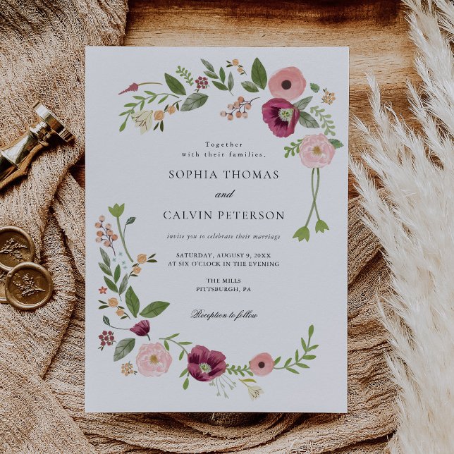 Invitation Vintage Boho Floral Mariage (Créateur téléchargé)