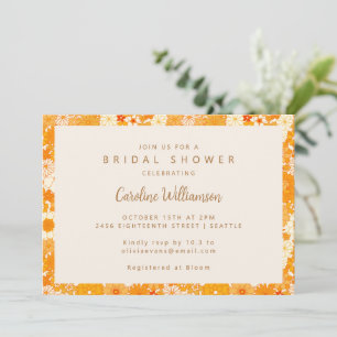 Invitation Vintage Boho Orange Floral Cute Fête des mariées