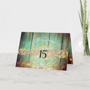 Invitation Vintage Boho Rose or Rustique Quinceañera espagnol