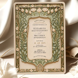Invitation Vintage Botanique Art Nouveau Mariage
