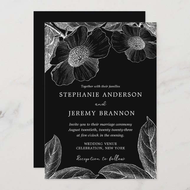 Invitation vintage Botanique Line (Devant / Derrière)