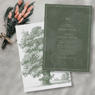 Invitation Vintage Botanique Vert Jardin Mariage Thème