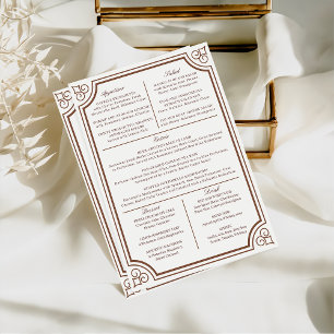Invitation Vintage Brown & Ecru Classic Script Mariage Menu