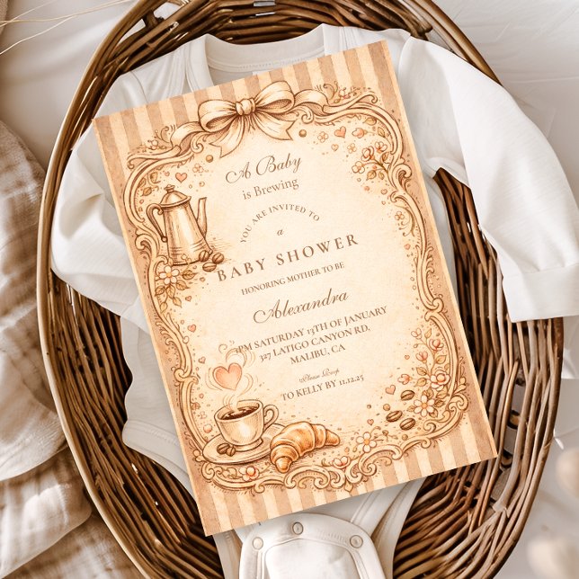 Invitation Vintage Café Baby Shower (Créateur téléchargé)