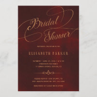 Vintage calligraphie or bordeaux douche nuptiale
