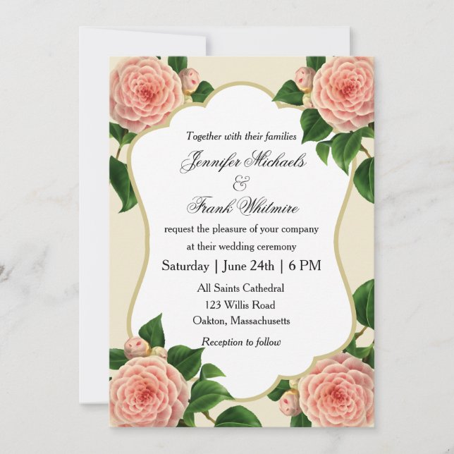 Invitation Vintage Camellia Botanique (Devant)
