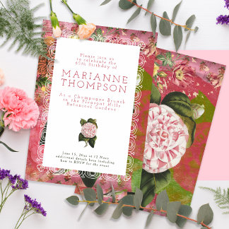 Invitation Vintage Camellia Floral 65e Anniversaire Brunch