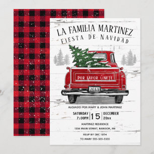 Invitation Vintage Camion Rouge Russe Espagne fête de Noël