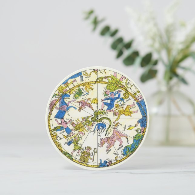 Invitation Vintage céleste, sphère arabe, constellations (Debout devant)