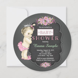 Invitation Vintage Chalkboard Baby Girl Douche