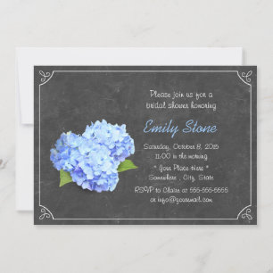 Invitation Vintage Chalkboard Blue Hydrangea Fête des mariées