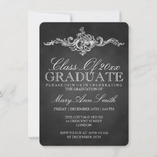 Invitation Vintage Chalkboard Graduation Party Noir