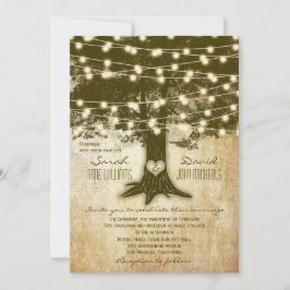 Invitation Vintage Chêne Arbre Rustique Lights Mariage