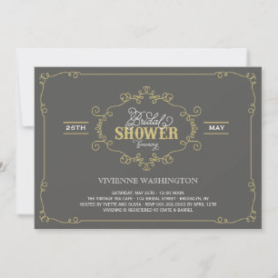 Invitation Vintage Chic Flourish Grey Fête des mariées Invita