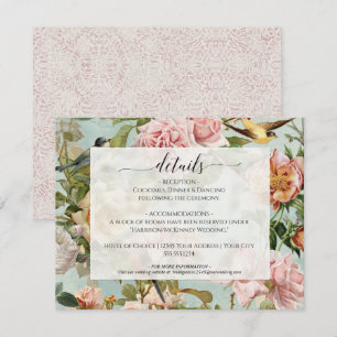 Invitation Vintage Chic Rose Floral Dusty Rose bleu Détails