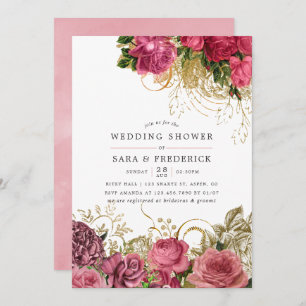 Invitation Vintage Chic Rose Gold et Blush Wedding shower