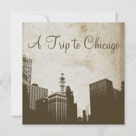 Invitation vintage Chicago Skyline Artwork