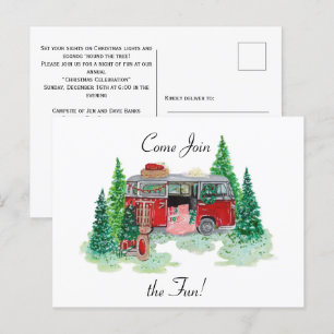 Invitation Vintage Christmas Camper Party