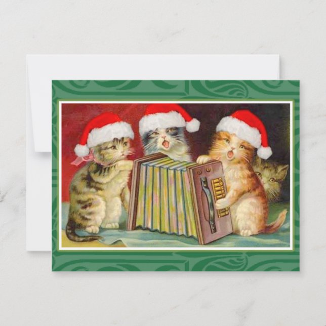 Invitation Vintage Christmas Cats (Devant)