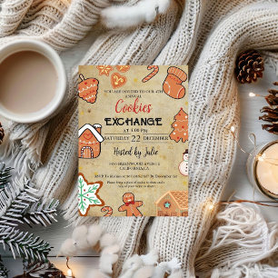 Invitation Vintage Christmas Cookie Exchange Christmas Party