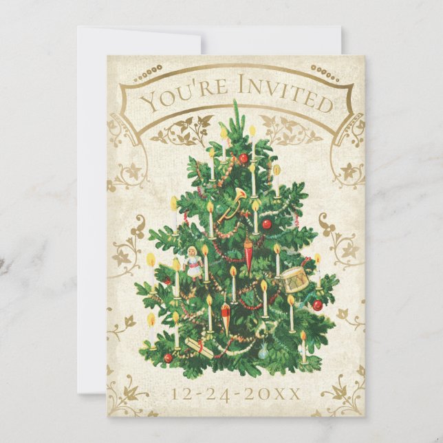 Invitation Vintage Christmas Tree (Devant)