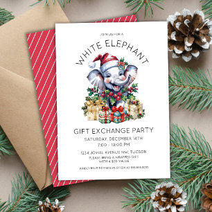 Invitation Vintage Christmas White Elephant échange de cadeau