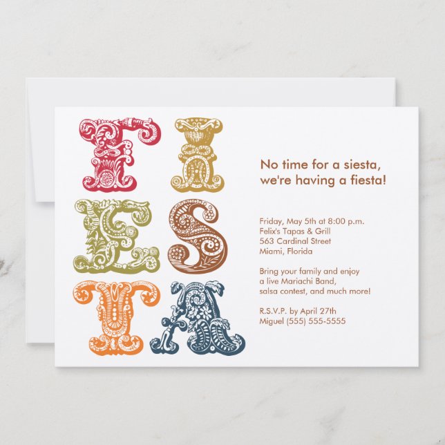 Invitation vintage Cinco de Mayo Fiesta (Devant)