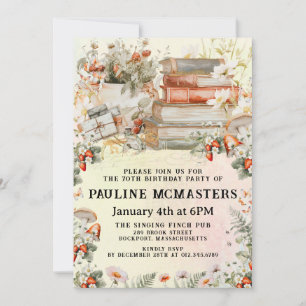 Invitation Vintage Cottagecore livre Lover 70e anniversaire