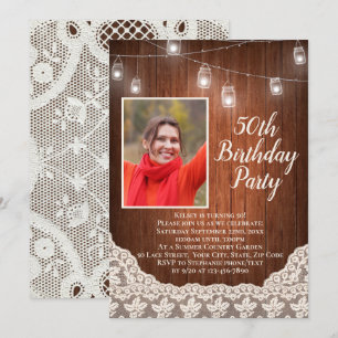 Invitation Vintage Country Lights 50e anniversaire de la fête