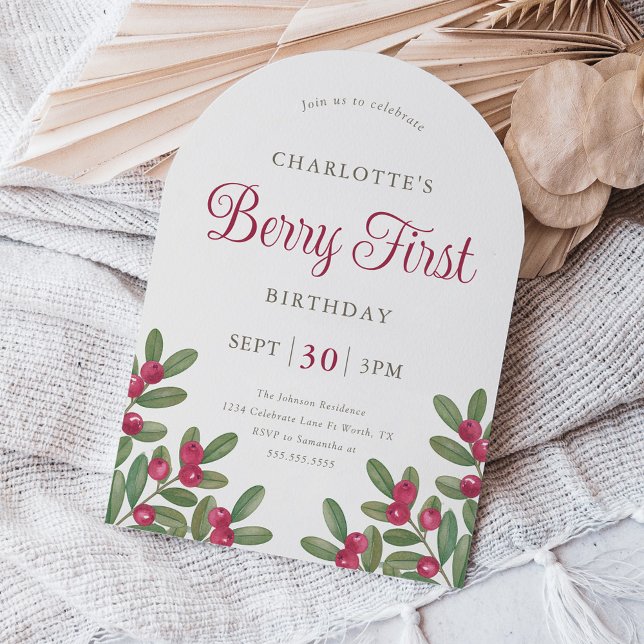 Invitation Vintage Cranberry Berry First Birthday Party Arch (Créateur téléchargé)