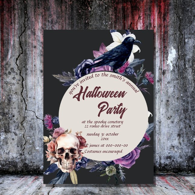 Invitation vintage crâne gothique halloween éffrayant (Créateur téléchargé)