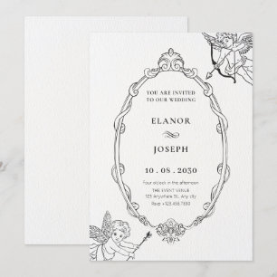 Invitation Vintage cupide baroque cadre art mariage