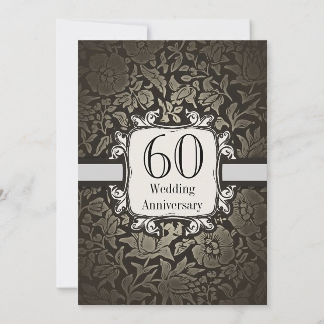 Invitation vintage damas pour 60 ans de mariage (Devant)