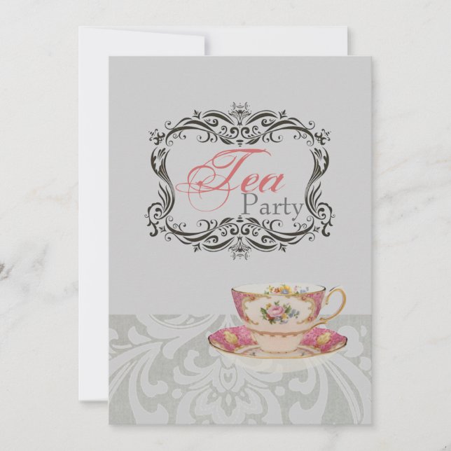 Invitation vintage damask nuptiale (Devant)