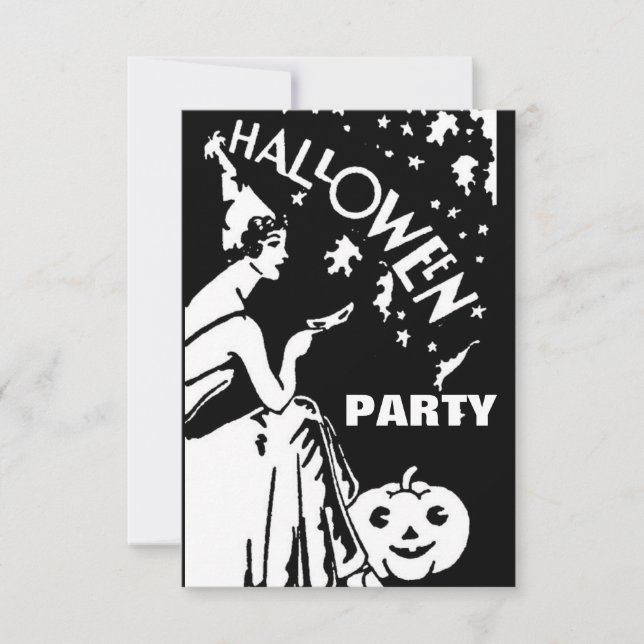 Invitation Vintage dame avec masque Halloween (Devant)