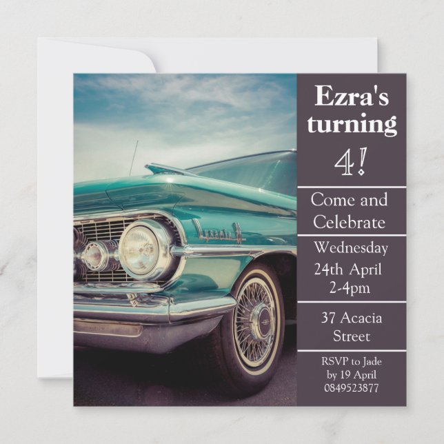 Invitation vintage d'anniversaire de soin (Devant)