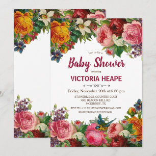 Invitation vintage de Baby shower Floral victorien