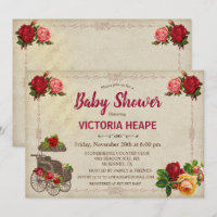Invitation vintage de Baby shower Floral victorien
