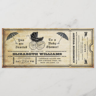 Invitation vintage de billet de baby shower