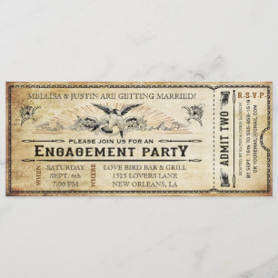 Invitation vintage de billet de partie de