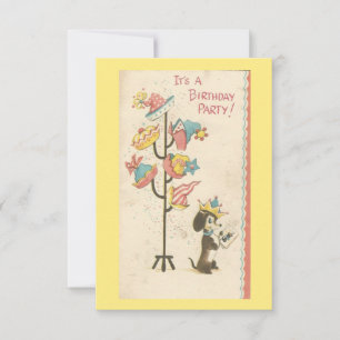Invitation vintage de chien d'anniversaire